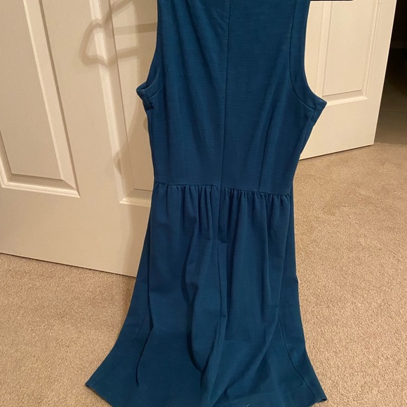 Madewell Keynote Ponte Blue Mini Fit Flare Dress Turquoise Blue - Picture 4 of 5